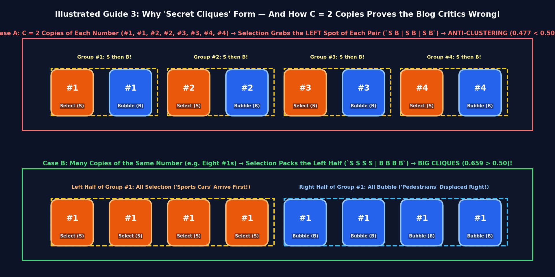 Illustrated Guide 3: Sports Cars vs Pedestrians and C=2 Anti-Clustering